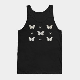 Silver Faux Glitter Butterflies Tank Top